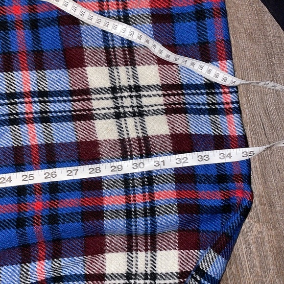 Madewell Soft Plaid Knit Fringe Blanket Scarf Blue Red White Black OS - Picture 13 of 14